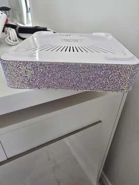 Crystal-Embellished White Accessory Box - Sparkling Accent